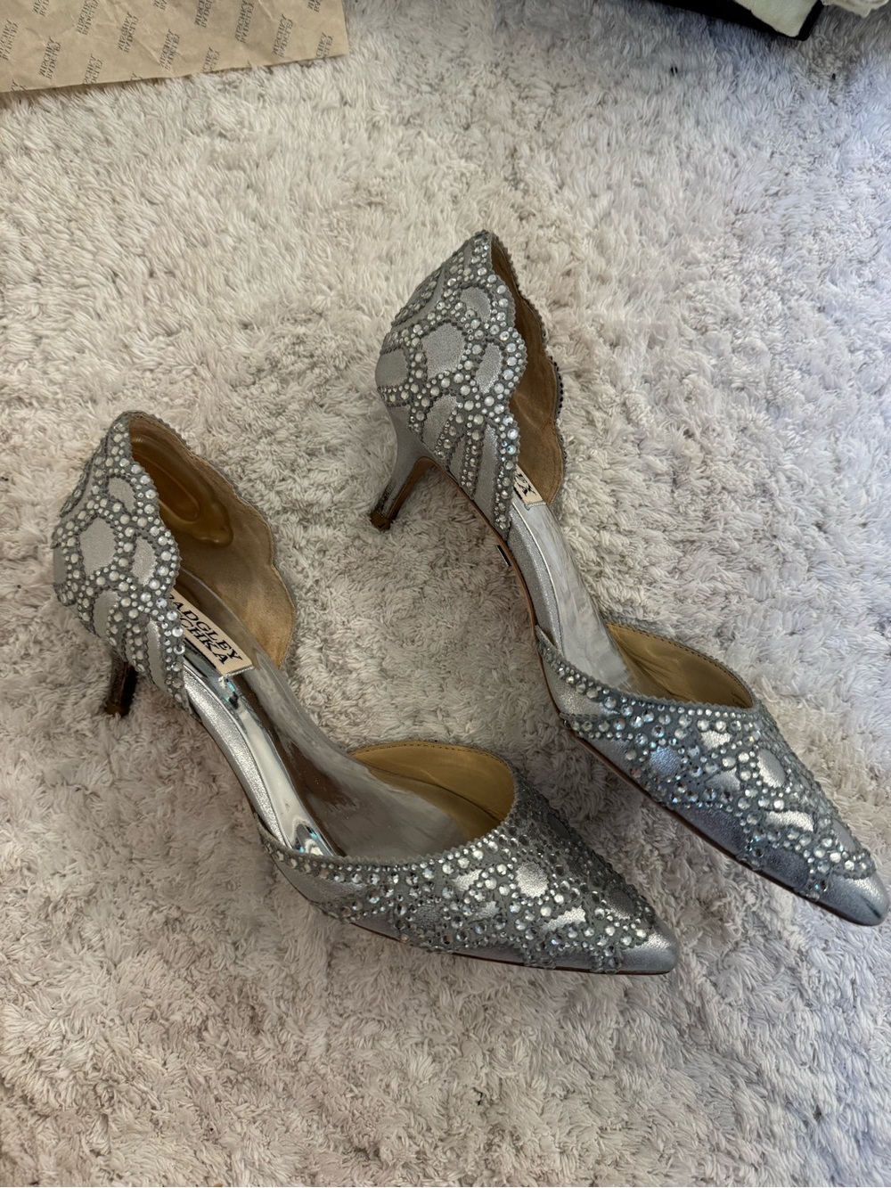 Badgley mischka silver Ginny heels